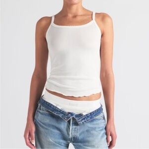 SKIMS DROP NEEDLE POINTELLE LONG CAMI TOP in MARBLE